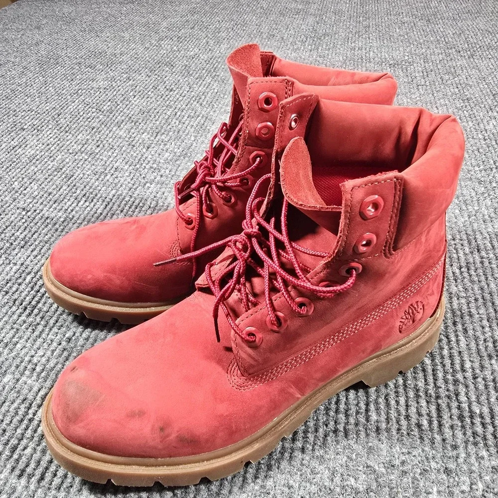 Timberland‎ Boots Mens Size 7.5 Red Nubuck Insulated A41UR Primaloft Snow Winter
